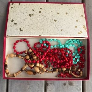 Vintage Costume Jewelry Lot in Red Butterfly Box